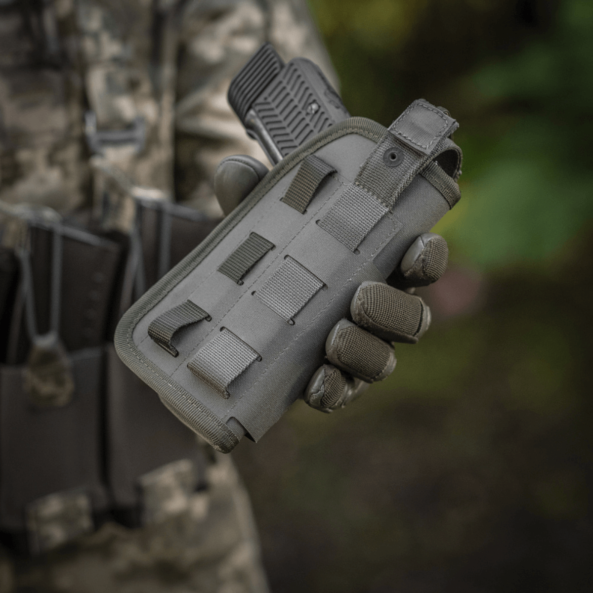 M-Tac Universal taktinen kotelo Elite vasen laminoitu Cordura 500D, säädettävä koko, NIJ-sertifiointi, galleria-asento 1.