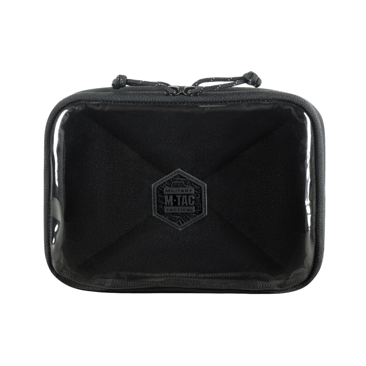 M-Tac Utility Organizer Slim Elite mustassa Cordura 500D:ssä läpinäkyvällä PVC-kalvolla nopeaan tunnistukseen. Sopii EDC-kitille.