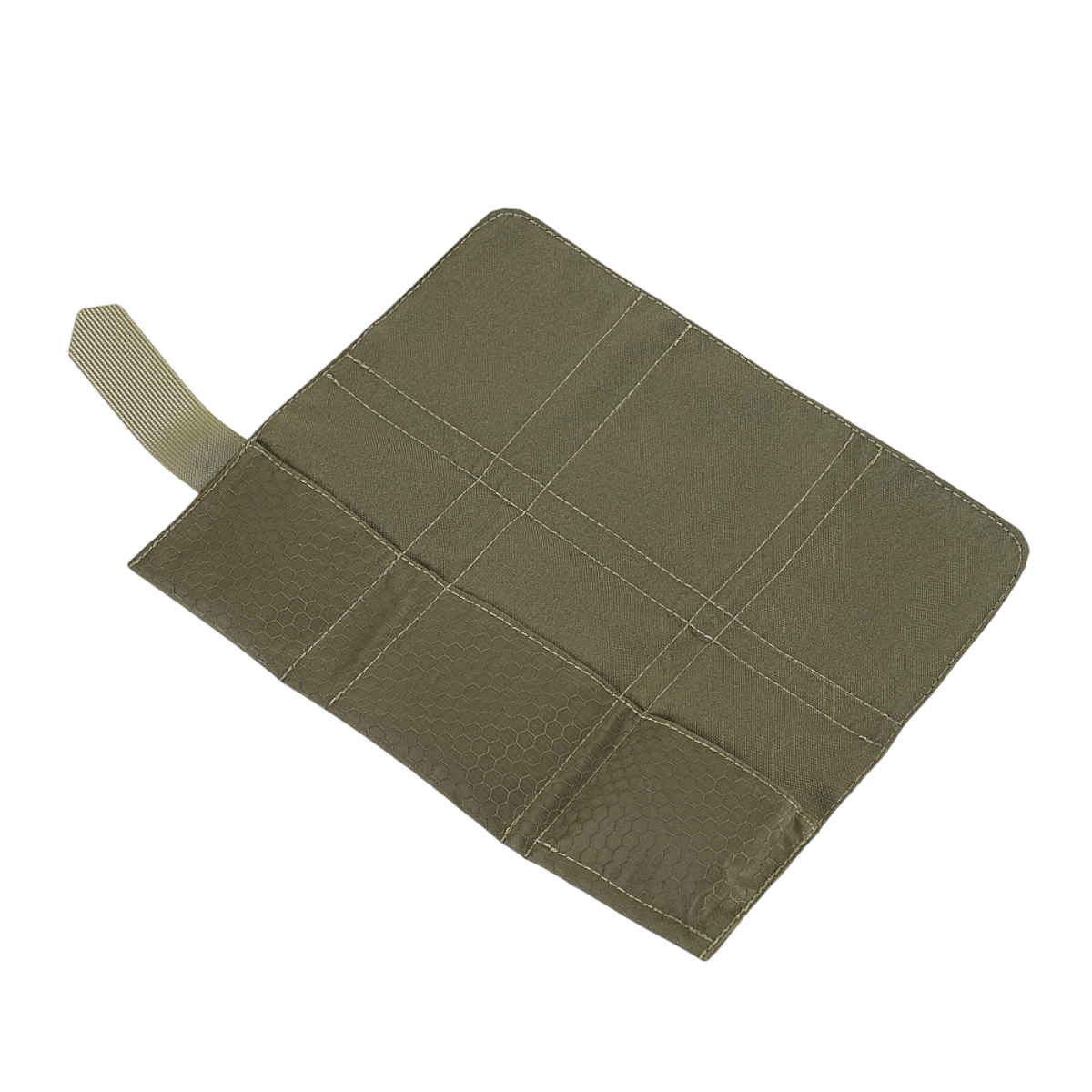 M-Tac City Med Pouch Hex, kestävä kuusikulmio-kuvioitu ripstop-kangas, avattu kompakti ensiapupussi, galleria-asento 1.