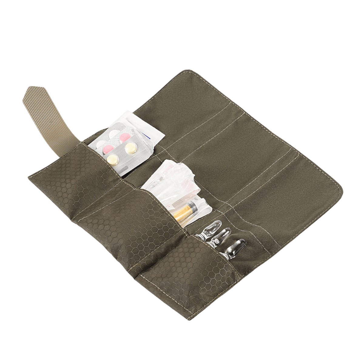 M-Tac City Med Pouch Hex, kompakti kuusikulmio-kuvioitu ripstop, kannettava ensiapupussi useilla taskuilla, galleria-asento 1.