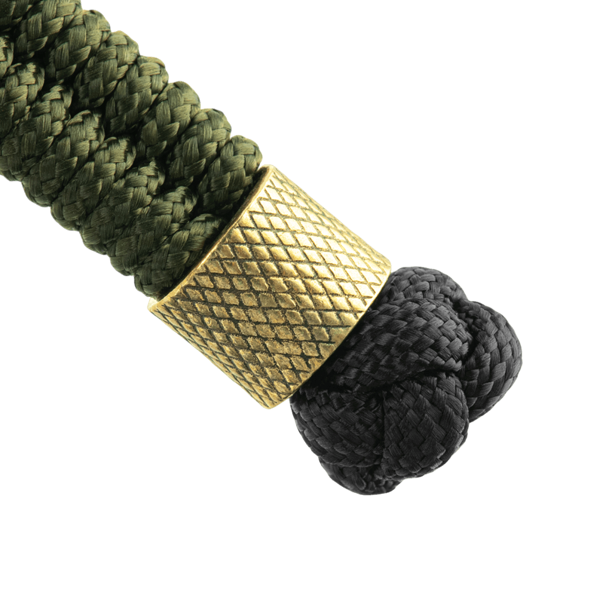M-Tac Viper Cylindre Lanyard Stainless Steel kierretty paracord skandinaavisella helmellä, tyylikäs veitsille ja varusteille, vihreä‑musta nauha.