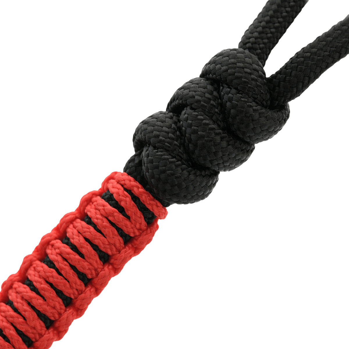 M-Tac Ninja Ver.2 Lanyard mustana ja punaruskeana punotulla paracordilla ja ninjateemalla, täydellinen veitselle ja varusteille.
