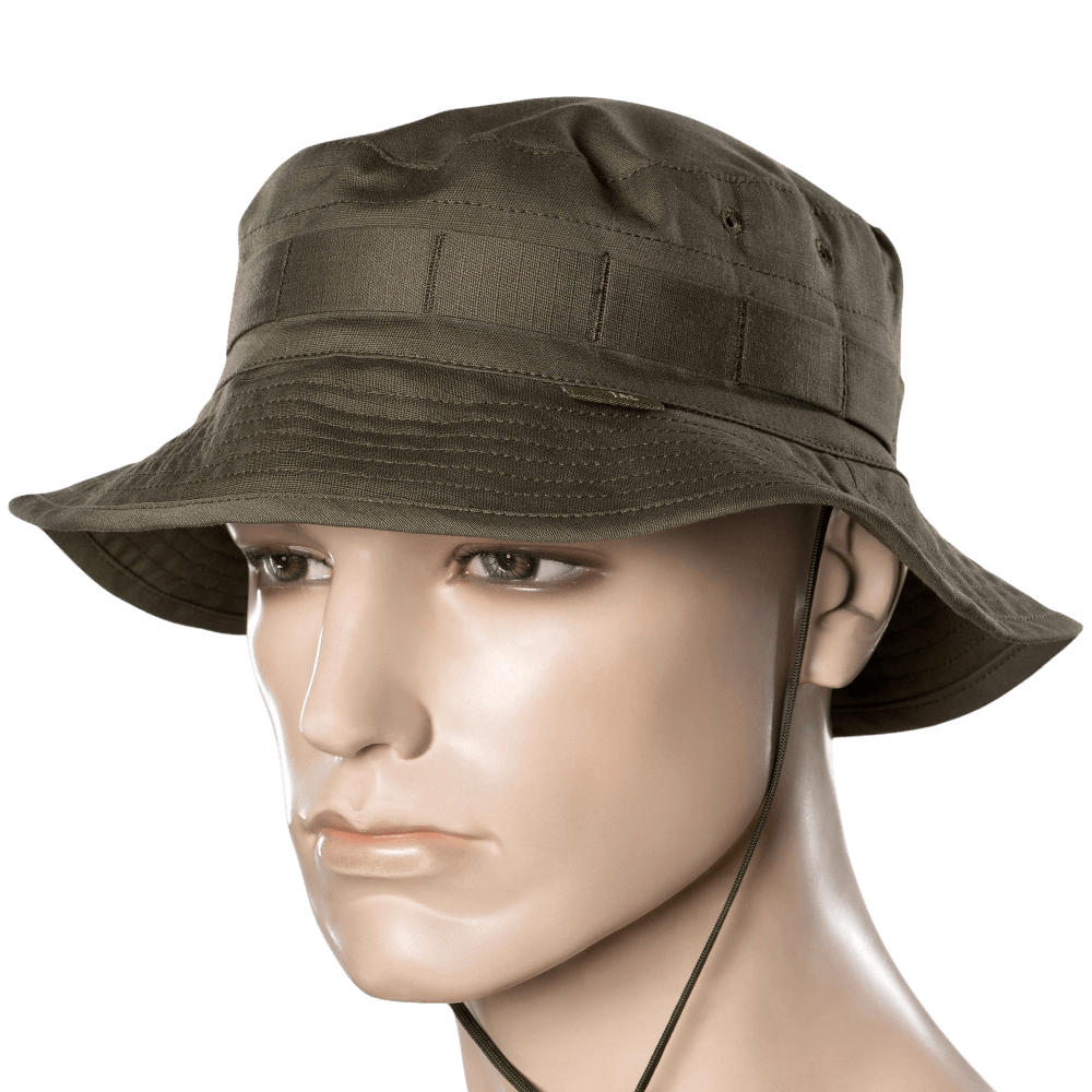 M-Tac Panama Rip-Stop army-hattu puolijäykällä lipalla ja tuuletusrei'illä, Boonie-mallin innoittama, mannequinilla.