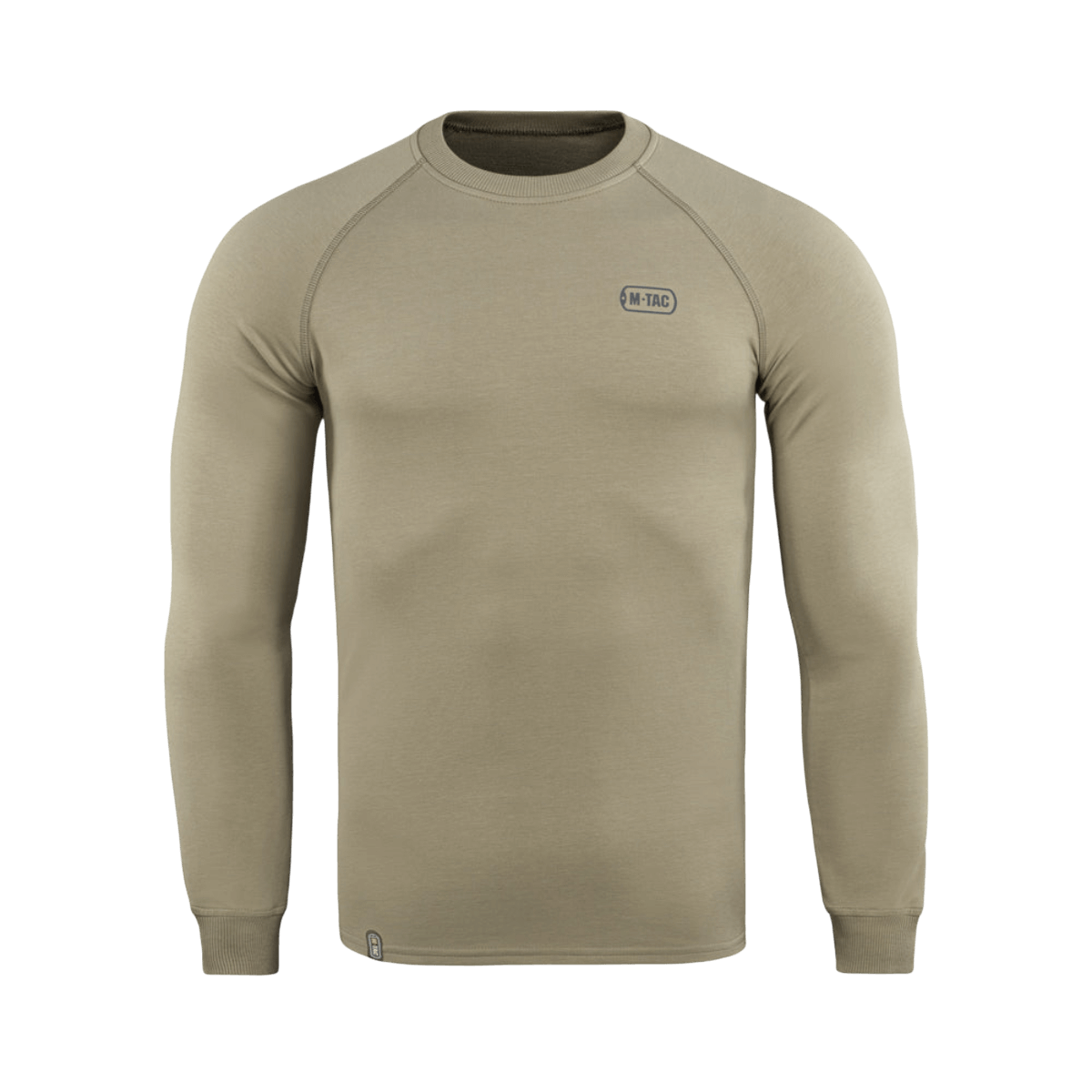 M-Tac Raglan Athlete, väri coyote, minimalistinen college raglanhihoilla, optimaalinen liikkuvuus, sopii arkeen ja urheiluun.