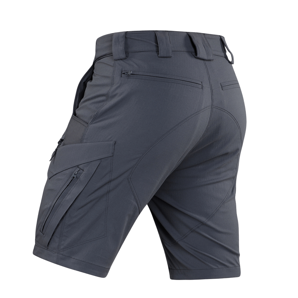 M-Tac Aggressor Summer Flex Shorts, Flex Rip-Stop -kangas, kevyt ja hengittävä, takaa nähtynä käytännöllisillä taskuilla ja elastisella vyötäröllä.