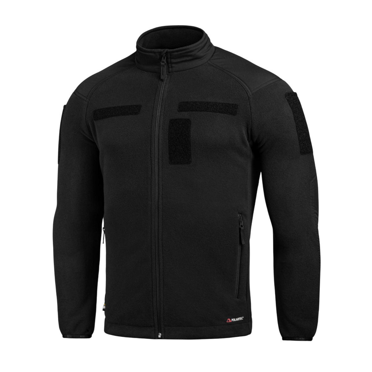 M-Tac Combat Fleece Polartec -takki mustana, Polartec-fleece ja tuulenpitävät paneelit, taktiseen ja arkipukeutumiseen.
