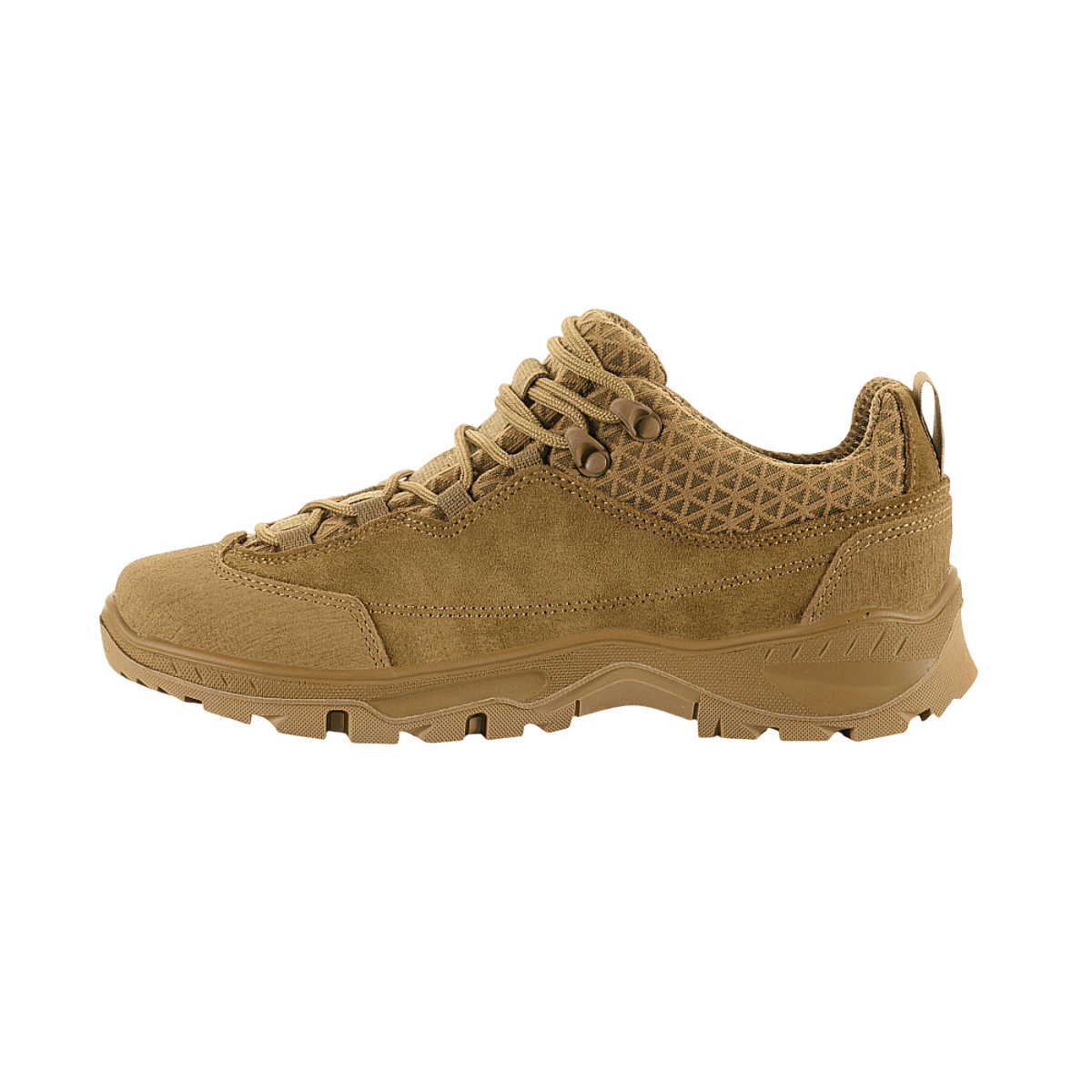 M-Tac Tactical Sneakers Patrol R Vent, mokkanahka ja hengittävä 3D-mesh; sopii trekkingiin ja juoksuun, sivuprofiilissa.