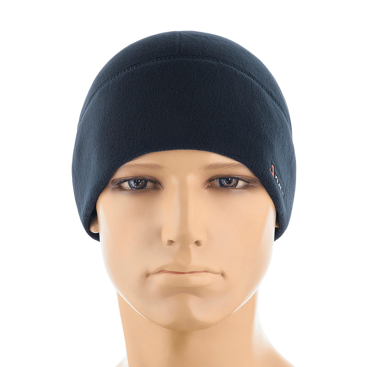 M-Tac Fleece Watch Cap Light Polartec mallipäähän asetettuna, talvihattu Polartec-fleecestä, musta, suojaa kylmältä ja tuulelta.