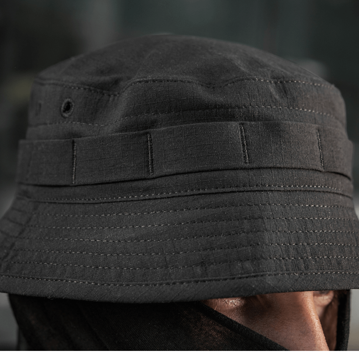 M-Tac Panamahat Gen. II Summer Flex musta nylon/elastaani ilmanvaihdolla, kevyt ja NIJ-sertifiointi, galleria-asento 1