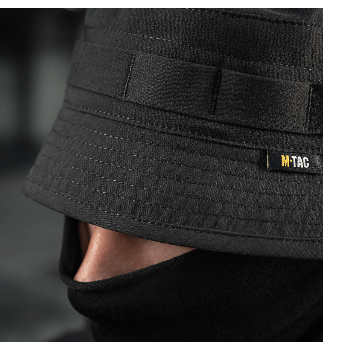 M-Tac Panamahat Gen. II Summer Flex musta nylon/elastaani säädettävällä istuvuudella ja NIJ-sertifiointi, yksityiskohtainen kuva, galleria-asento 1