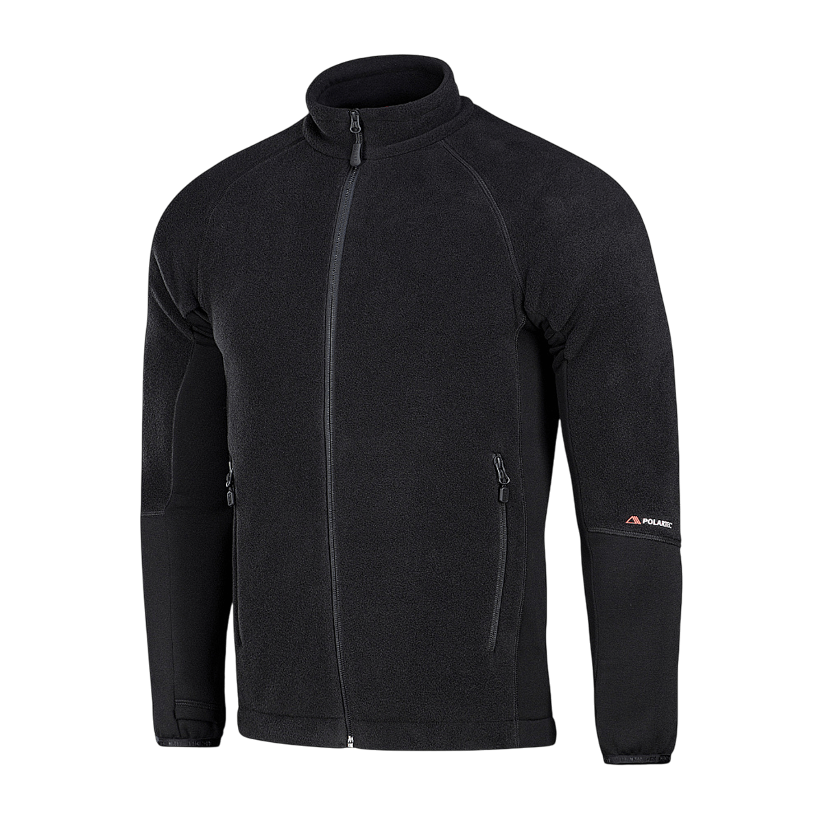 M-Tac Polartec Sport -fleecatakki mustana, valmistettu Polartec® 200 -fleecestä, sopii ulko- tai välikerrokseksi viileään säähän.