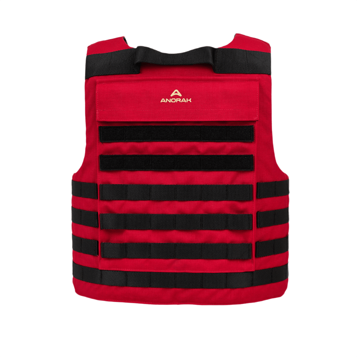 Punainen Anorak Instructor I Cover PALS webbingillä MOLLE-varusteille, suunniteltu poliisille ja sotilaalliseen käyttöön.