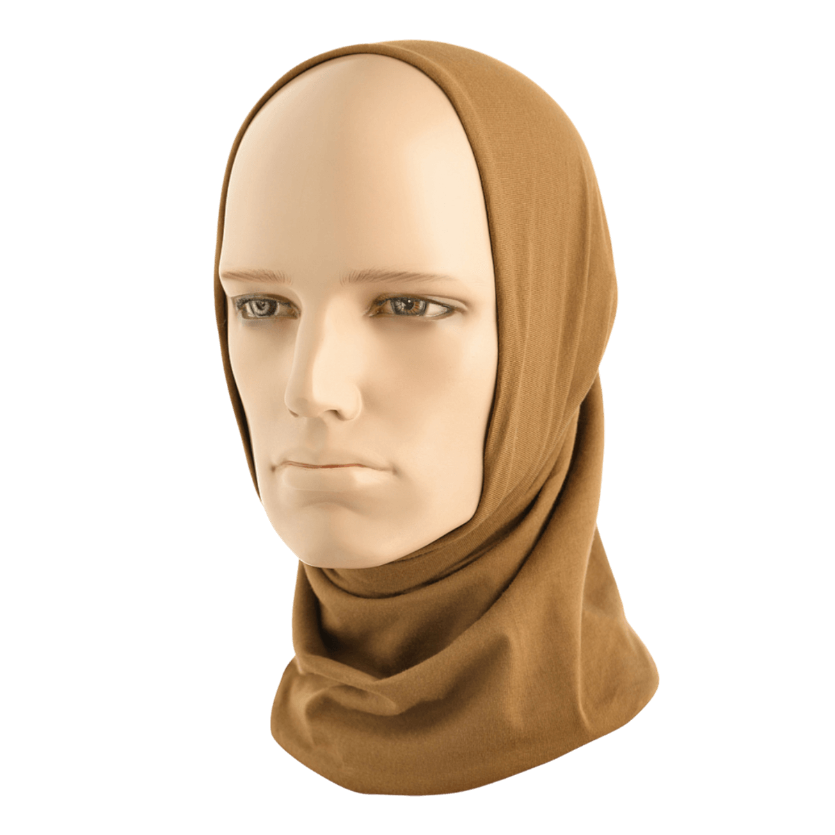 M-Tac Bomuld Tube Scarf balaclavana mannekiinilla, monikäyttöinen 100% puuvillainen asuste, sopiva aktiiviseen vapaa-aikaan ja taktiseen käyttöön.