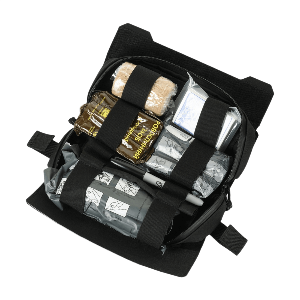 Avoin M-Tac Horizontal Medical Pouch ROLL Elite lääkintatarvikkeilla, tehokas säilytys, Cordura.