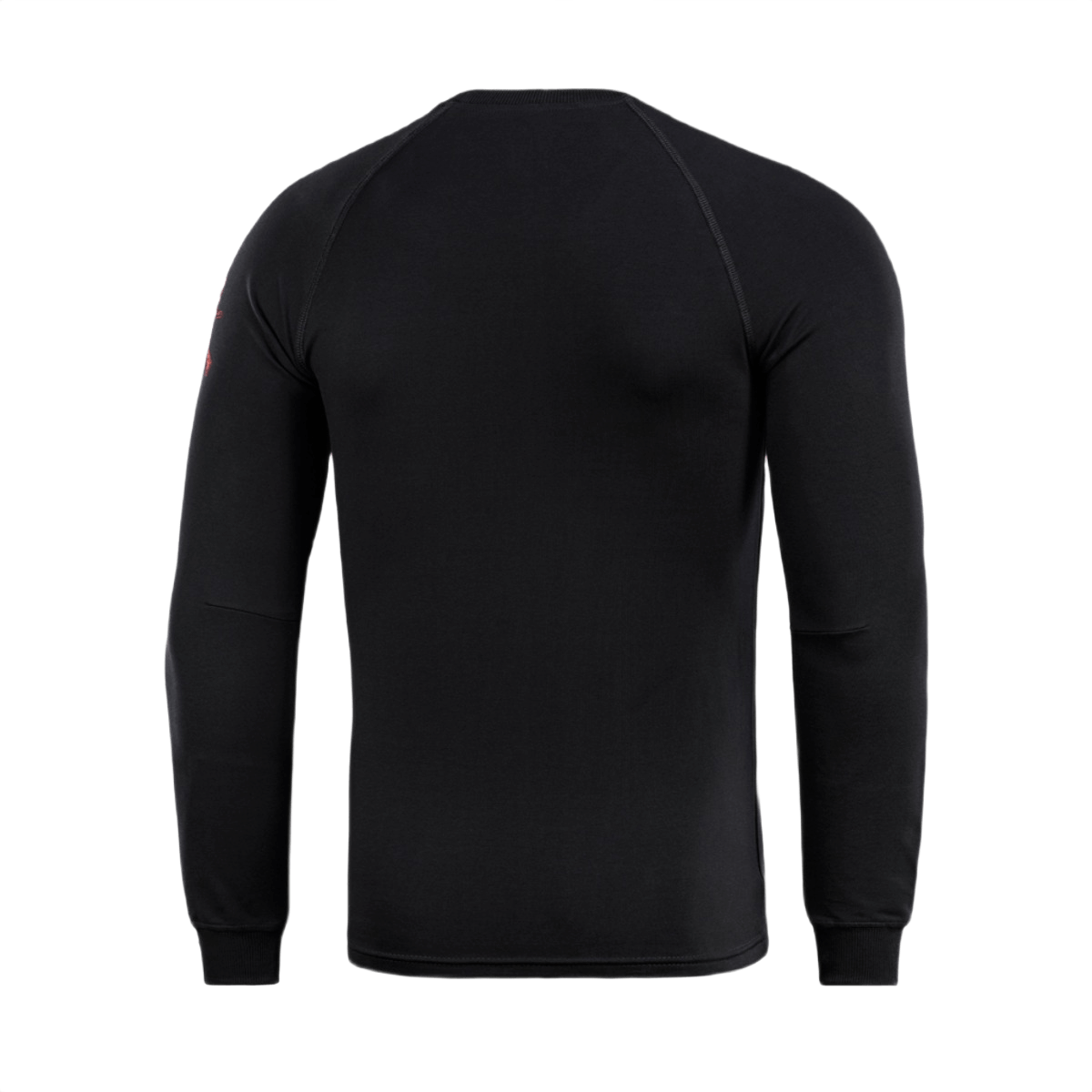 Musta M-Tac Raglan Freedom -pitkähihaisen raglanhihoilla, takakuva, suunniteltu mukavuuteen ja vapaaseen liikkuvuuteen.
