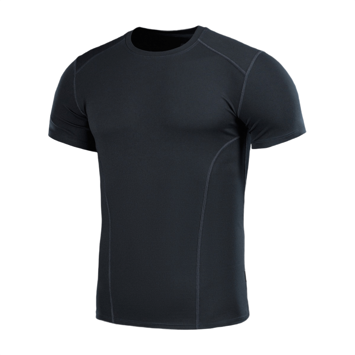 M-Tac Sweat-Wicking T-Shirt Athletic musta, lyhythihainen termomalli anatomisella 3D-istuvuudella, 100% polyesteri.