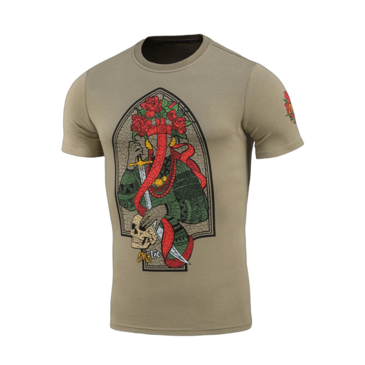M-Tac T-Shirt Motanka printillä Motanka-nukke perinteisessä ukrainalaisessa asussa ja tekstillä 'M-TAC. Terra Cosaccorum'. Moderni ja kulttuurinen.