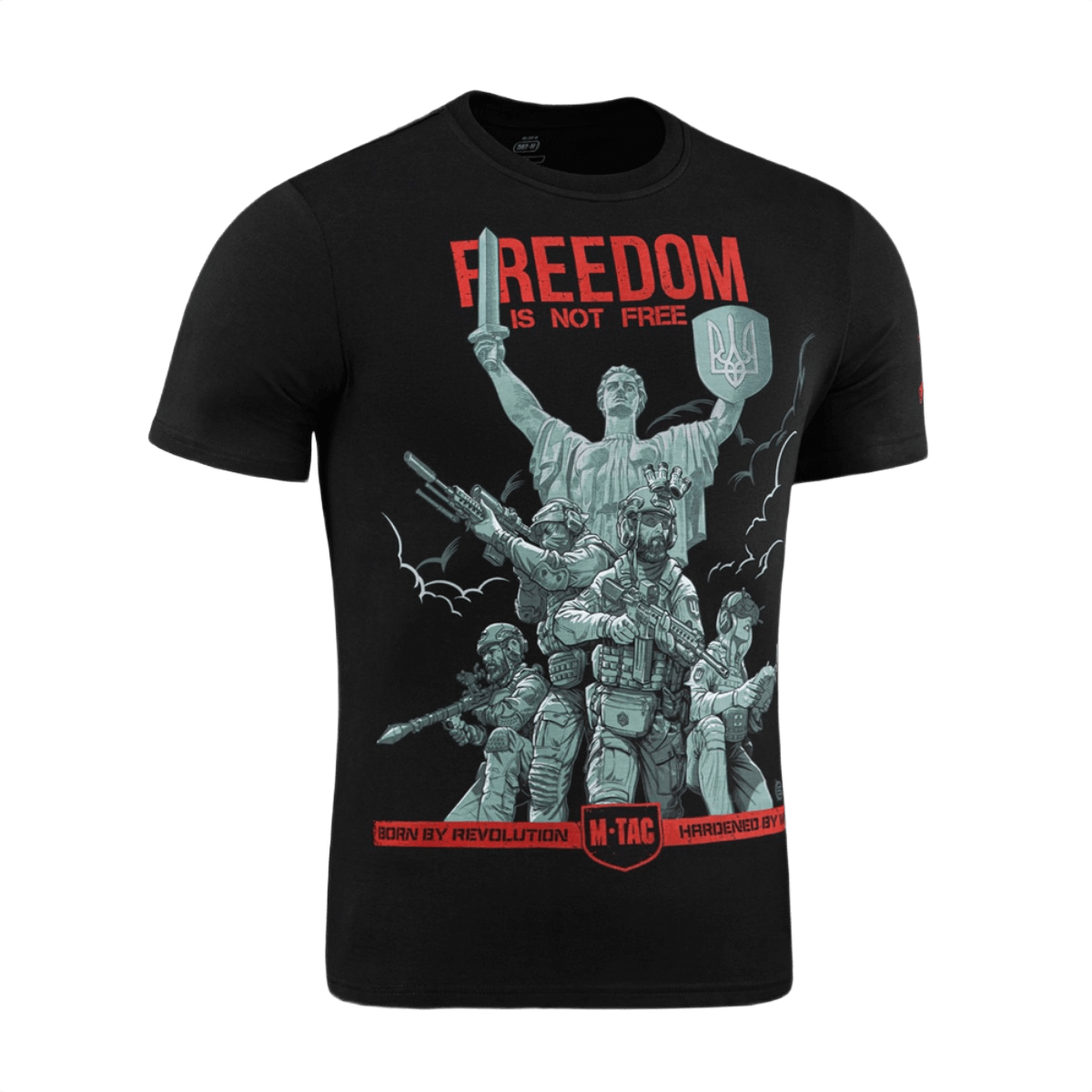 M-Tac T-Shirt Freedom sotilasteemalla, kunnioittaa Ukrainan voimaa ja rohkeutta. Pehmeä puuvillasekoite mukavuuteen ja liikkumavapauteen.
