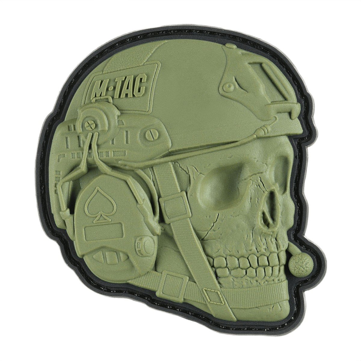 M-Tac Patch Operator 3D PVC – moraalipatch, realistinen kypärä‑ ja kalloaihe, Velcro‑kiinnitys, sopii vaatteisiin tai taktiseen varustukseen.