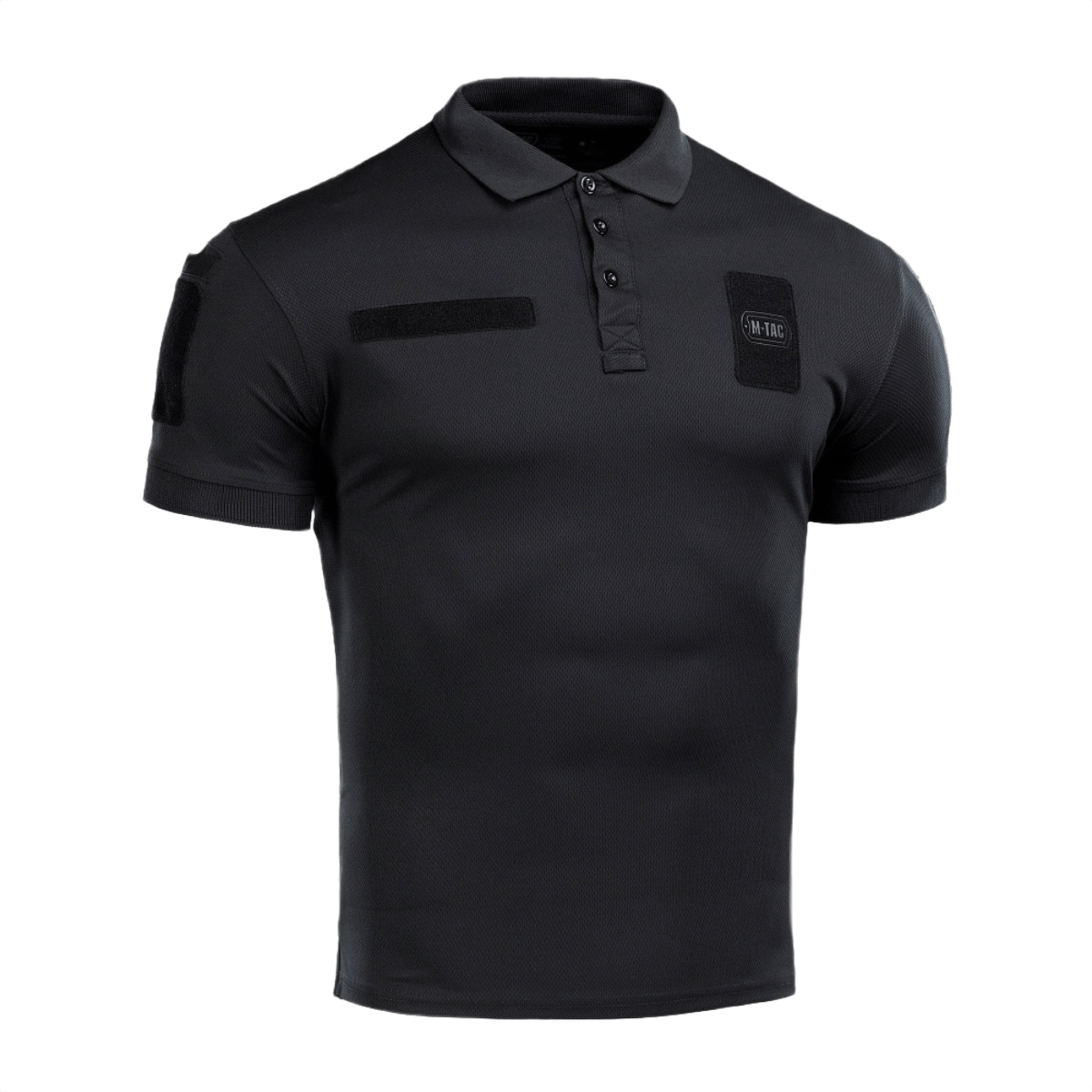 M-Tac Polo Elite Tactical Coolmax, musta, suunniteltu poliisin univormuun, kosteutta siirtävä ja nopeasti kuivuva, sopii aktiiviseen käyttöön.