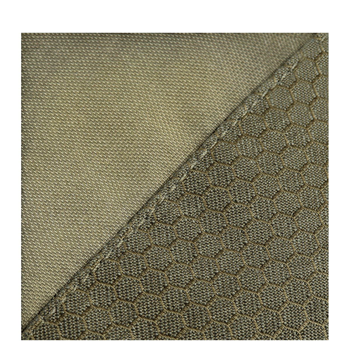 Yksityiskohta M-Tac Bat Wing Taske Elite Hex -laukusta, valmistettu Cordura 500D:stä ja HEX-materiaalista.