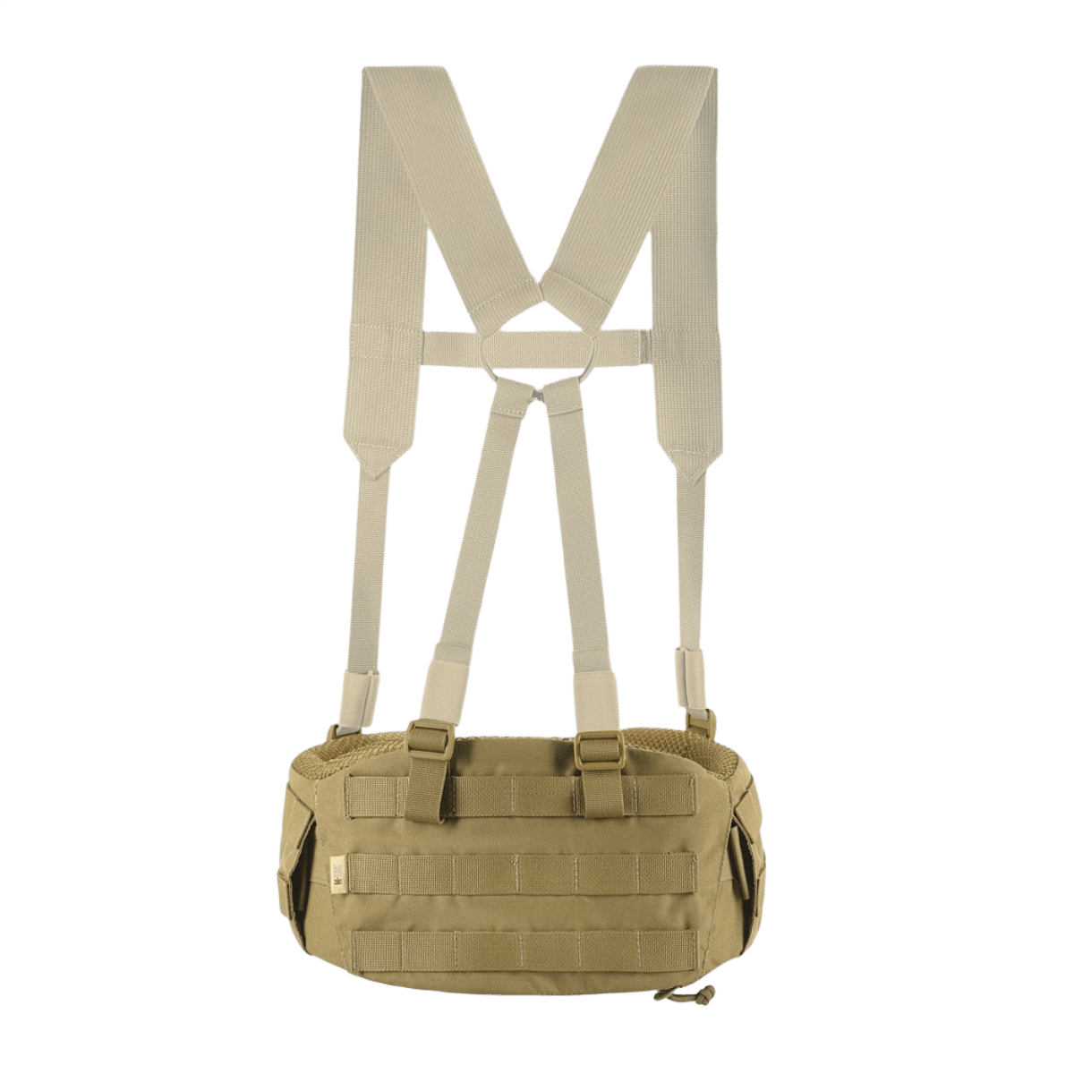 M-Tac War Belt ARMOR beige-sävyssä, MOLLE-narulla ja vahvoilla remmeillä taktisia tehtäviä varten.