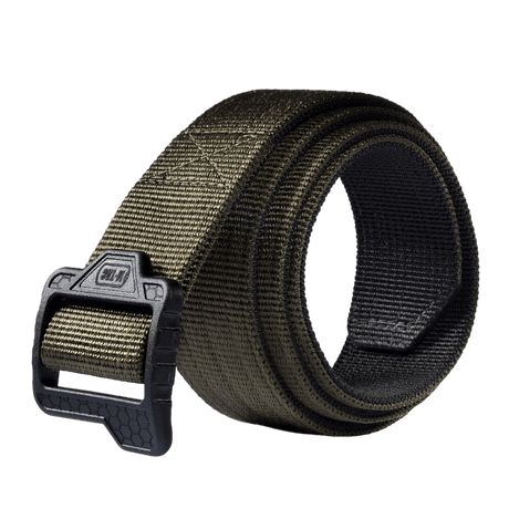 M-Tac Double Duty Taktisk Bælte Hex, khaki nylon, kulutusta kestävä kudos ja vahva solki, galleria, sijainti 1, sopii taktiseen käyttöön.