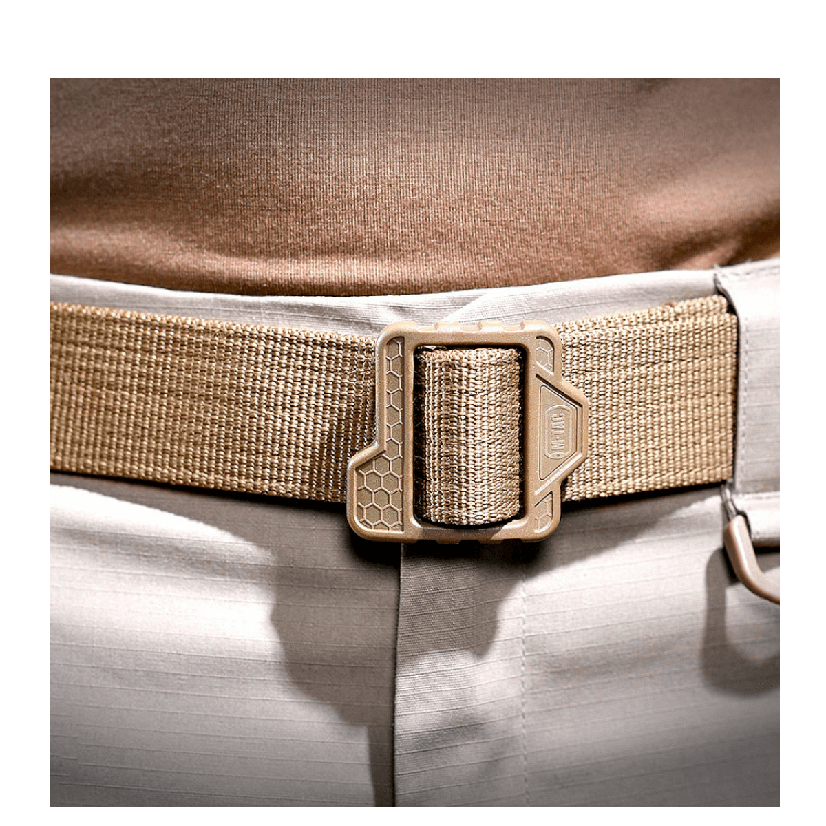 M-Tac Double Duty Taktisk Bælte Hex, khaki nylon, kulutusta kestävä kudonta ja vahva solki, galleria, sijainti 1.