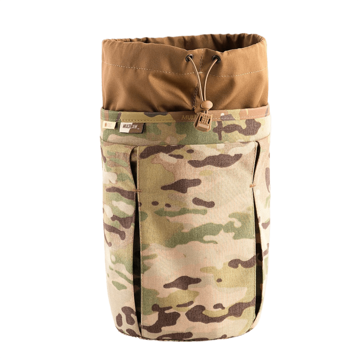 M-Tac Mag Drop Pouch Elite maastokuvioisena, MOLLE-kiinnikkeillä nopeaan lippaiden vaihtoon ja turvalliseen varusteiden säilytykseen.