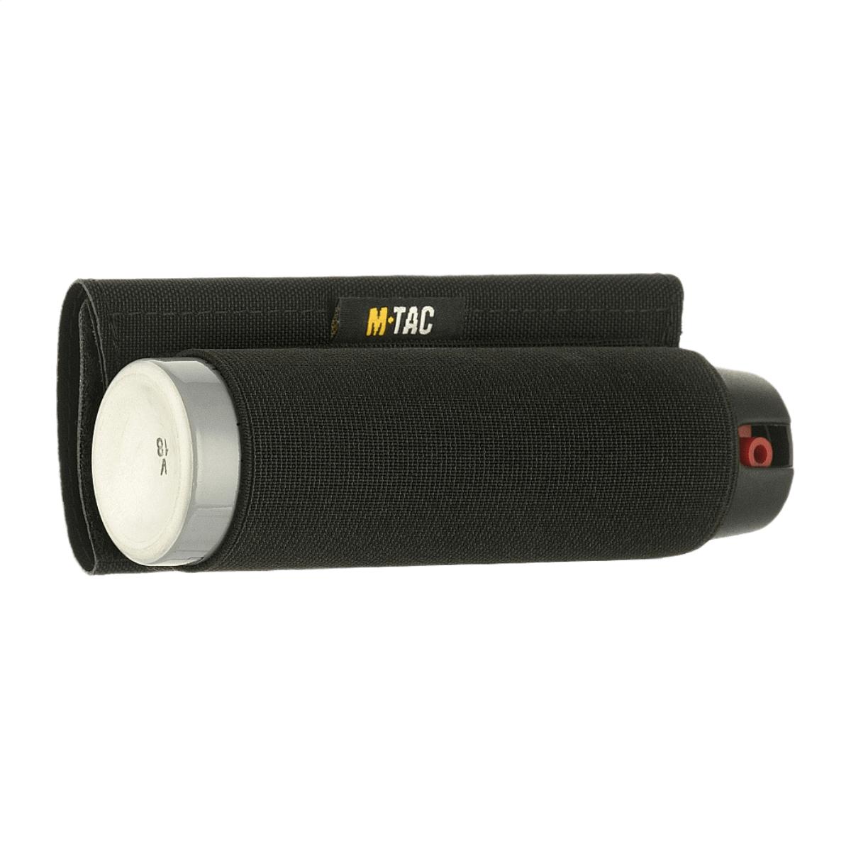 M-Tac Pepperspray-holder Gen.II mustana elastisella lenkillä, suunniteltu nopeaan käyttöön ja turvalliseen kantamiseen standardi pepperspraylle.