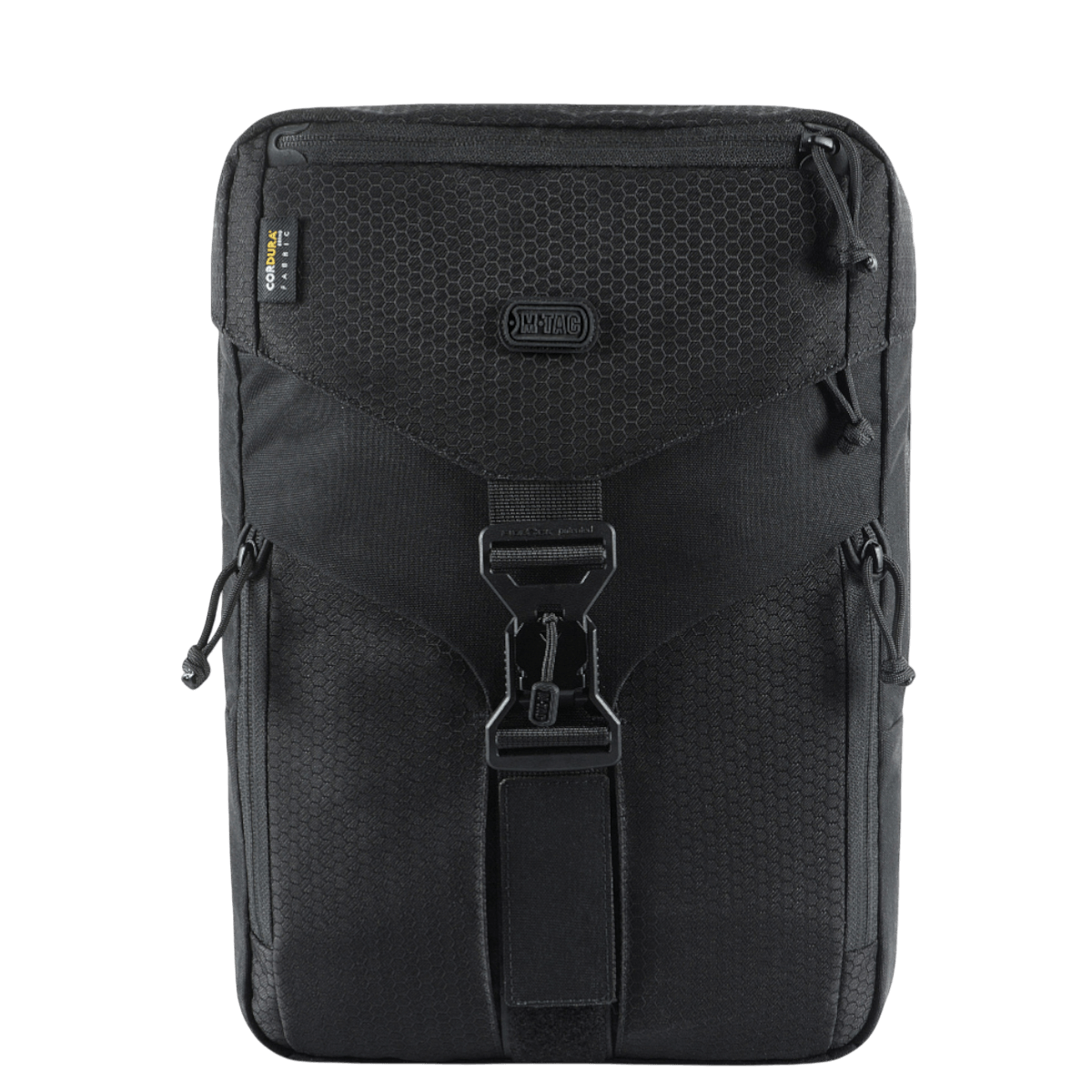 M-Tac Magnet XL Taske Elite Hex mustana, FidLock-lukitus ja Velcro-paneeli; sopii turvalliseen säilytykseen ja nopeaan sulkemiseen.
