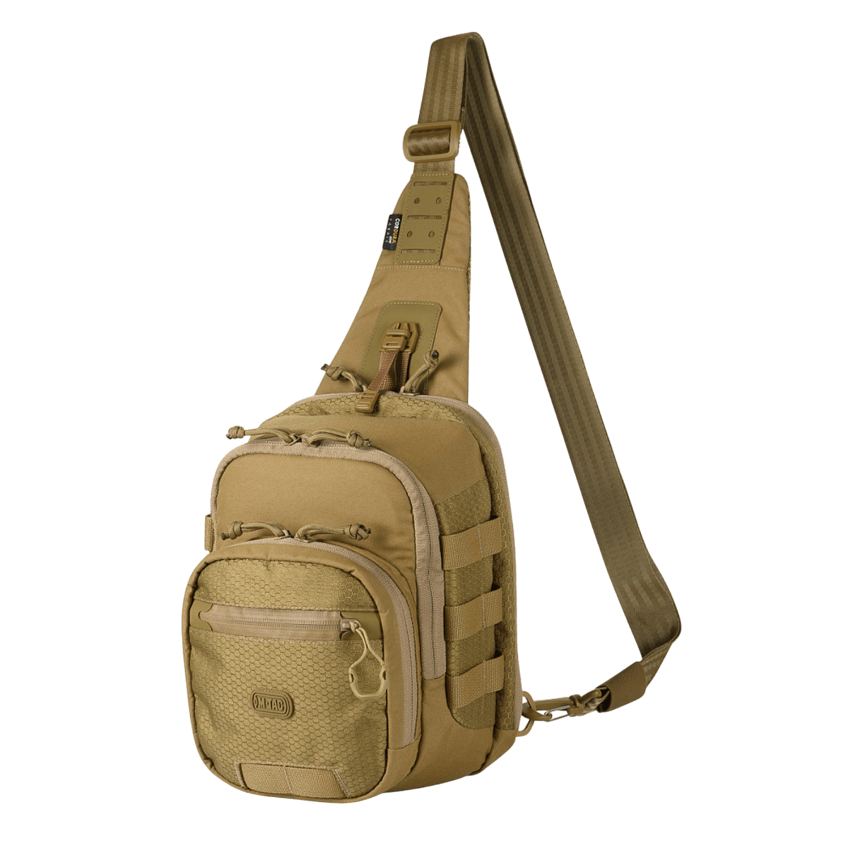 M‑Tac Cross Bag Elite Hex Cordura 500:sta, käytännöllinen sling-laukku päivittäiseen käyttöön ja taktiseen varusteeseen, tilavuus 5 litraa, beige