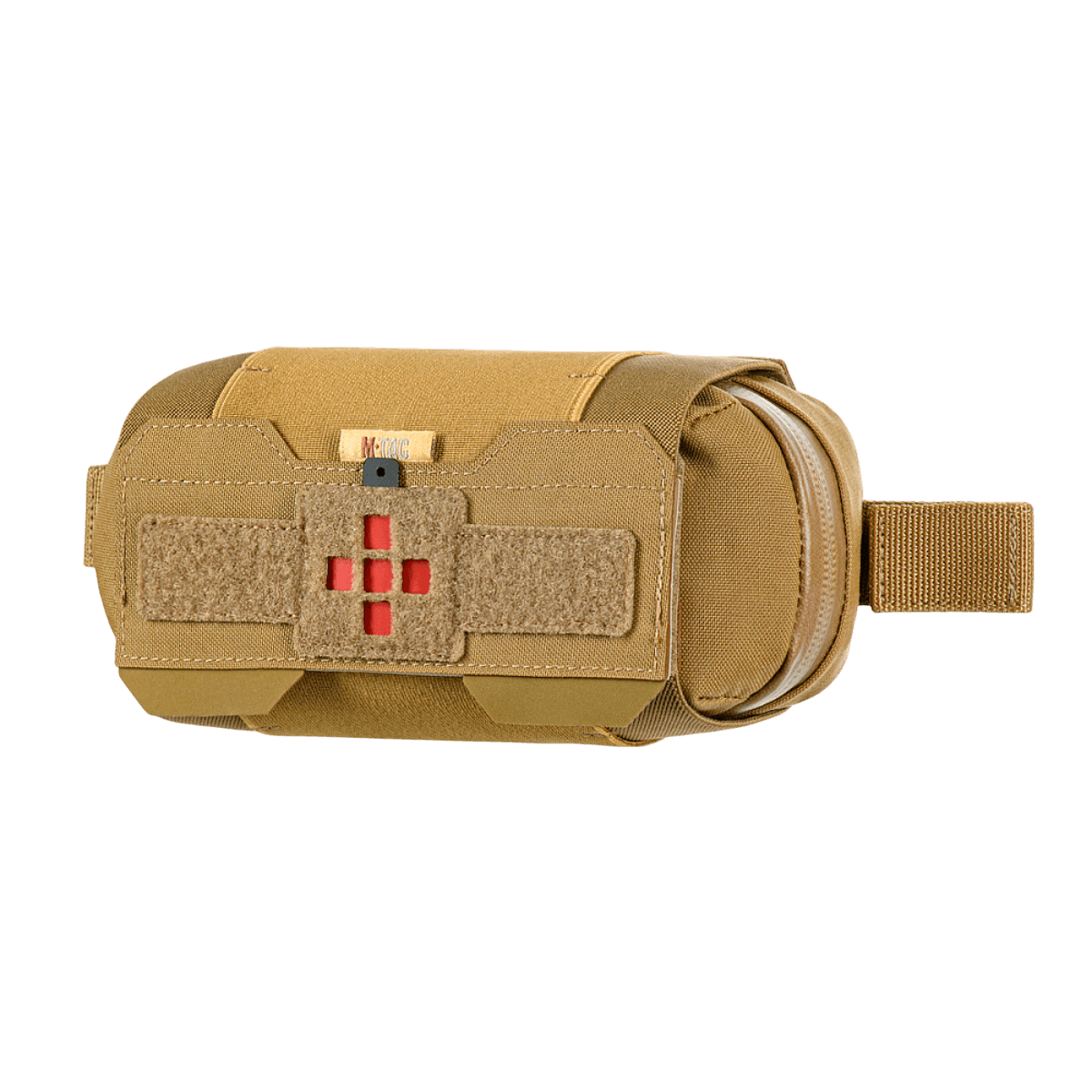 M-Tac Horizontal Medical Pouch Elite, kestävä kenttäensiapupakkaus, Cordura 500D, YKK AquaGuard -vetoketju, etupuoli tarrakiinnityksellä.