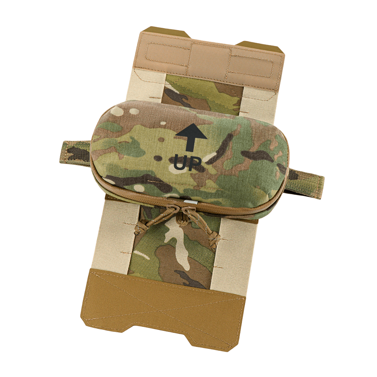 M‑Tac Horizontal Medical Pouch Elite maastokuvioisena, kestävä laukku YKK AquaGuard -vetoketjulla ja sisäjärjestäjällä ensiapua varten.