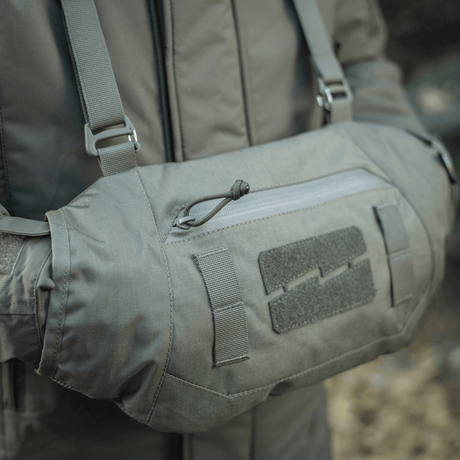 M-Tac Taktisk Håndvarmer Elite harmaasta Cordura 500D -materiaalista, sopiva kylmiin olosuhteisiin, pehmeällä Polartec-fleecevuorella ja G-Loft-eristyksellä