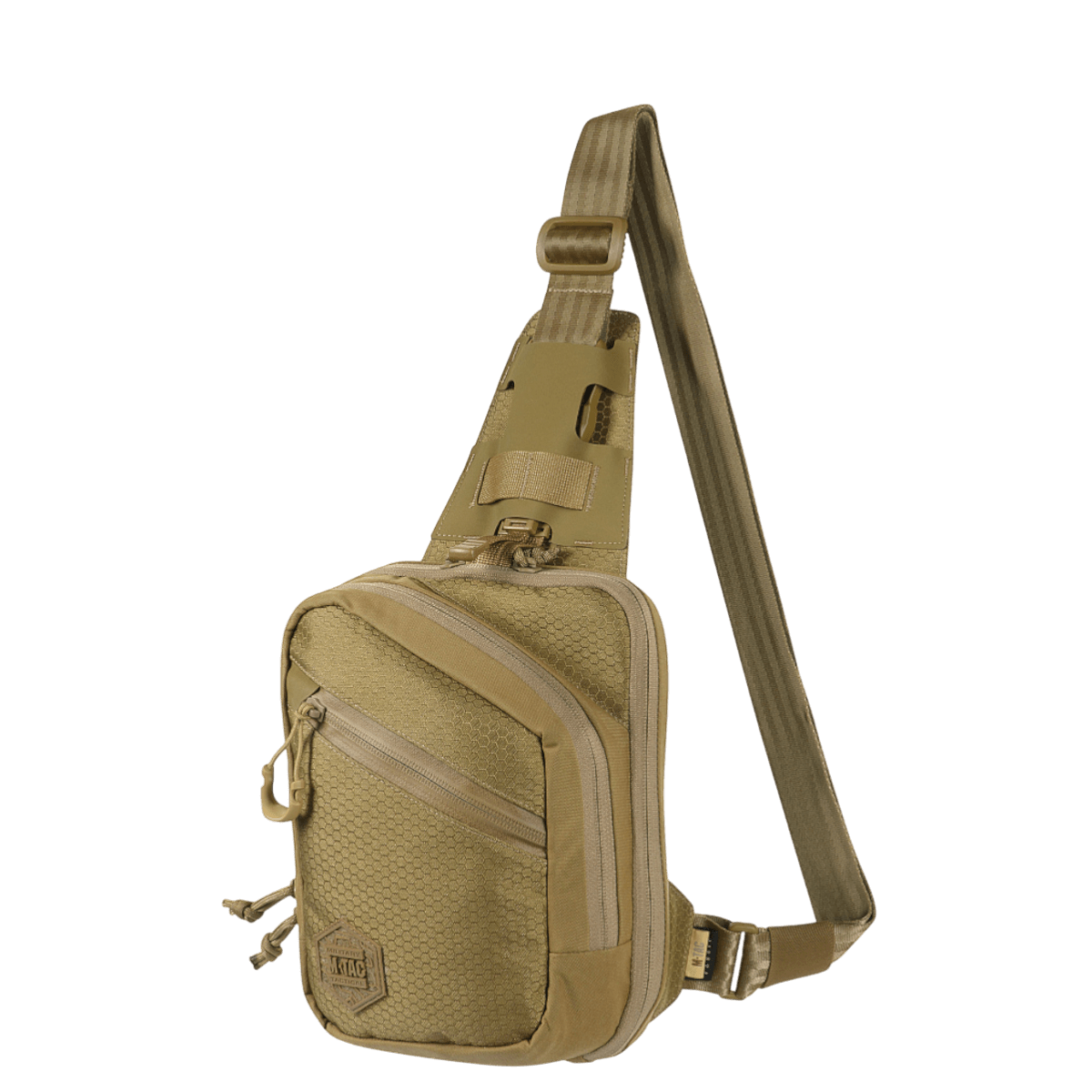 M-Tac Sling Pistoltaske Elite Hex Cordura 1000D:llä, säädettävällä olkahihnalla ja tilavilla lokeroilla, suunniteltu piilotettuun kantamiseen.