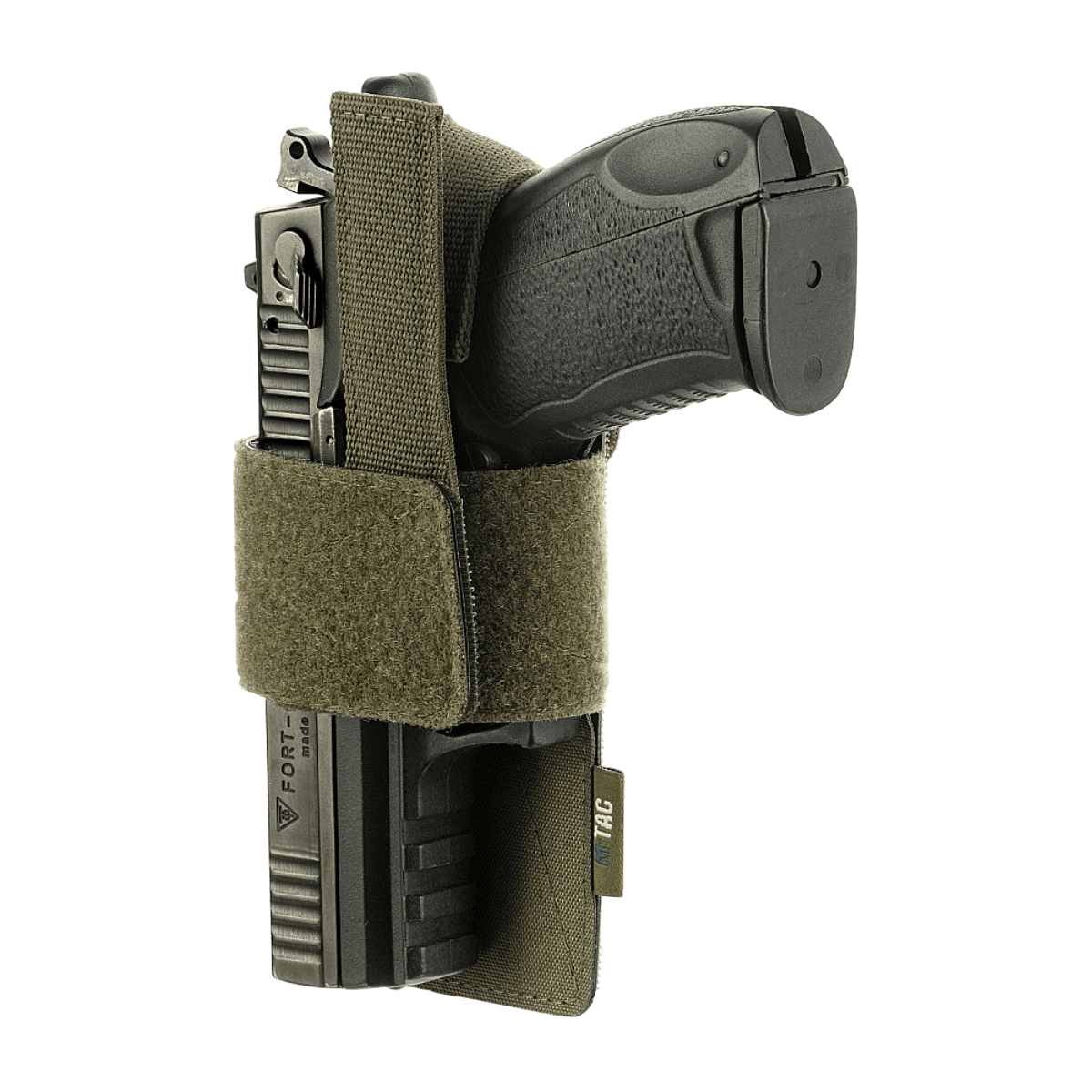 M-Tac modulaarinen universalinen Lås Light -pistoolikotelo, säädettävä Velcro-nauha, sopii taktisiin laukkuhin, joissa on Velcro-paneeli.