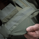 M-Tac olkatyynyn kiinnitysdetaljit: Cordura, Velcro-hihnat mukavuuteen ja painonjakaumaan