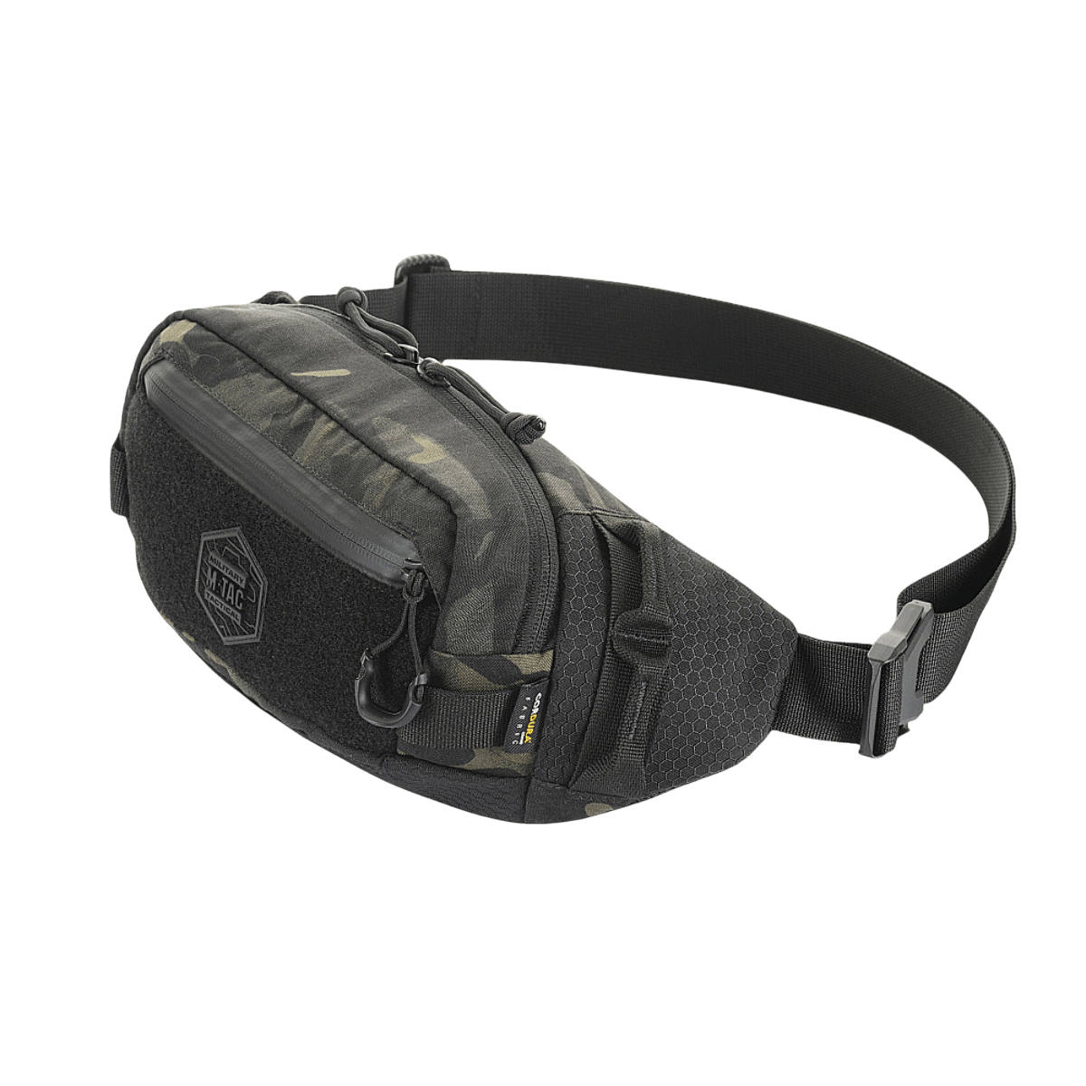 M‑Tac Elite Hex -vyölaukku Corduraa, tyylikäs ja toimiva, sopii arki- tai taktiseen käyttöön, YKK-vetoketjuilla ja Woojin-soljilla.