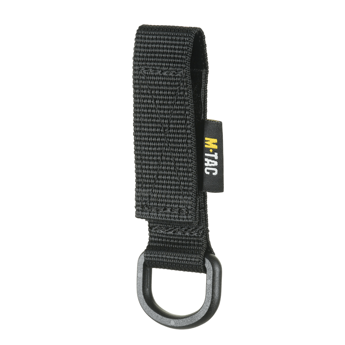 M-Tac D-ring-kiinnike MOLLE-varusteisiin kiinnitettäväksi, Velcro-lukituksella ja kompaktilla muotoilulla taktiseen käyttöön.