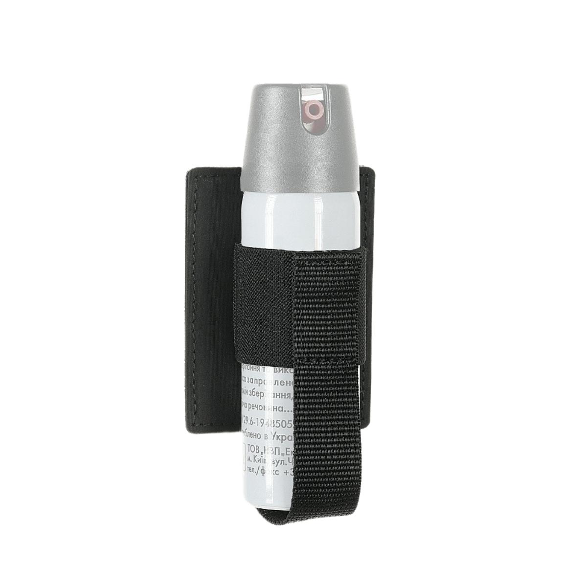 M-Tac modulaarinen pepperspray-indsats polymerkompositilla elastisella hihnalla asennettuna Velcro-paneeliin.