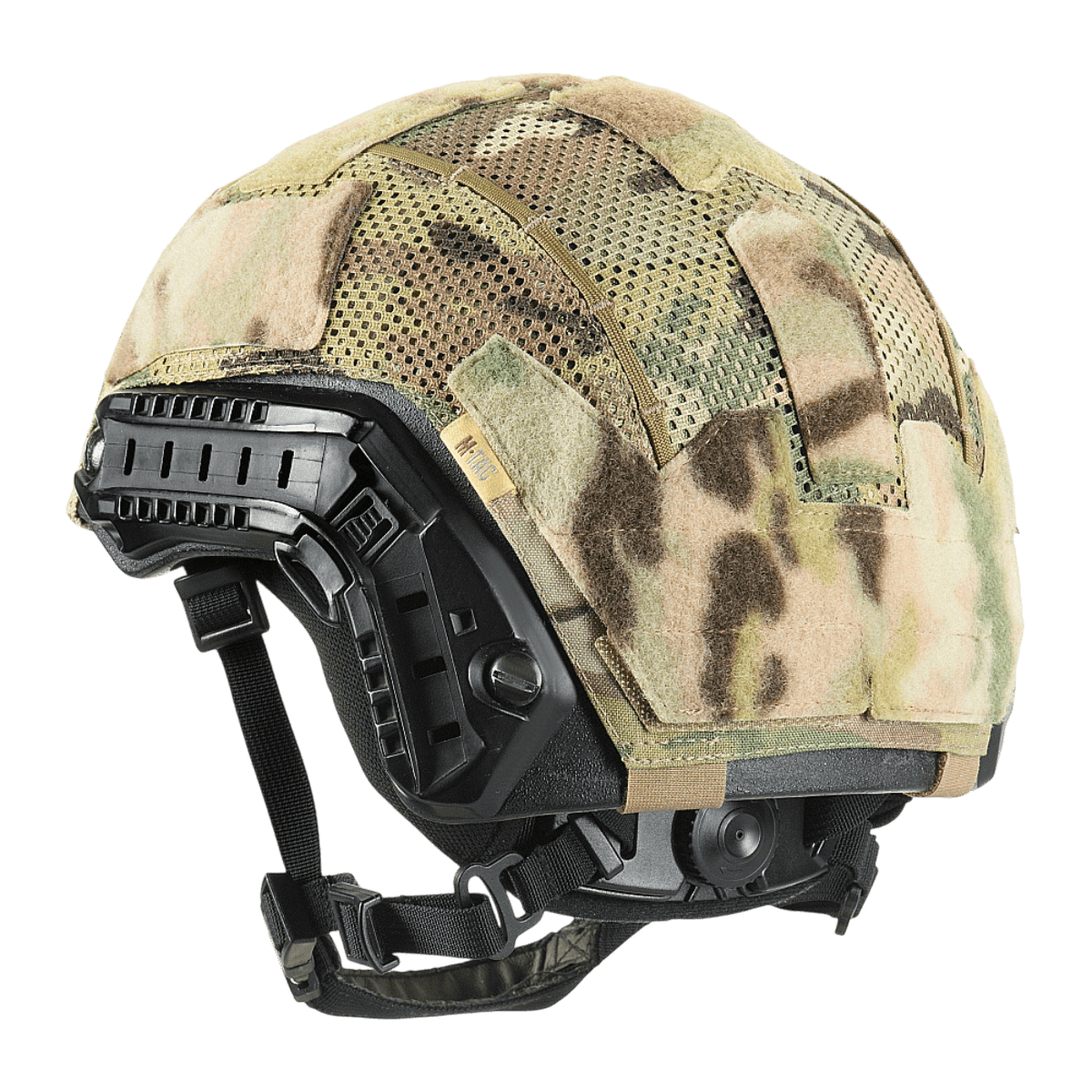 M‑Tac Hjelmcover Shroud Elite MULTICAM-maastokuvio TOR-D-kypärille, Cordura 500D ja verkkomateriaali optimaaliseen suojaukseen.