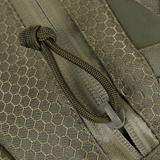 Lähikuva M-Tac Tablet Bag Laser Cut Hex -vetoketjun yksityiskohdista ja Cordura Hex -materiaalista.