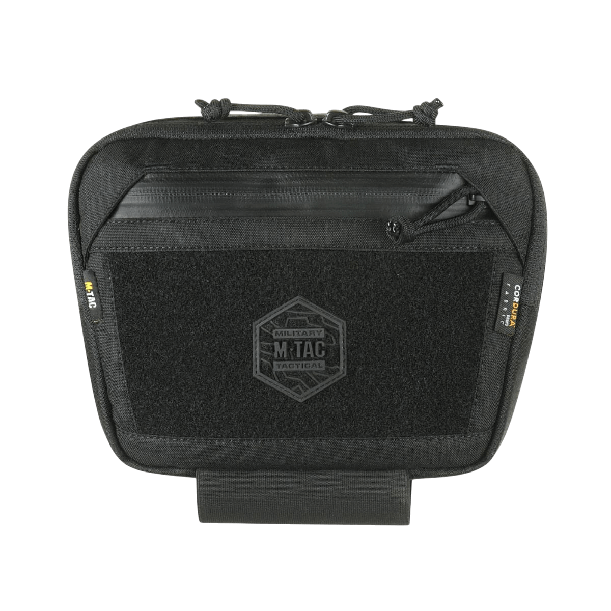 M-Tac Large Elite Gen.II -olkalaukku, musta Cordura 500D, kolme päälokeroa ja Velcro-paneeli taktiseen ja arkipäivän käyttöön.