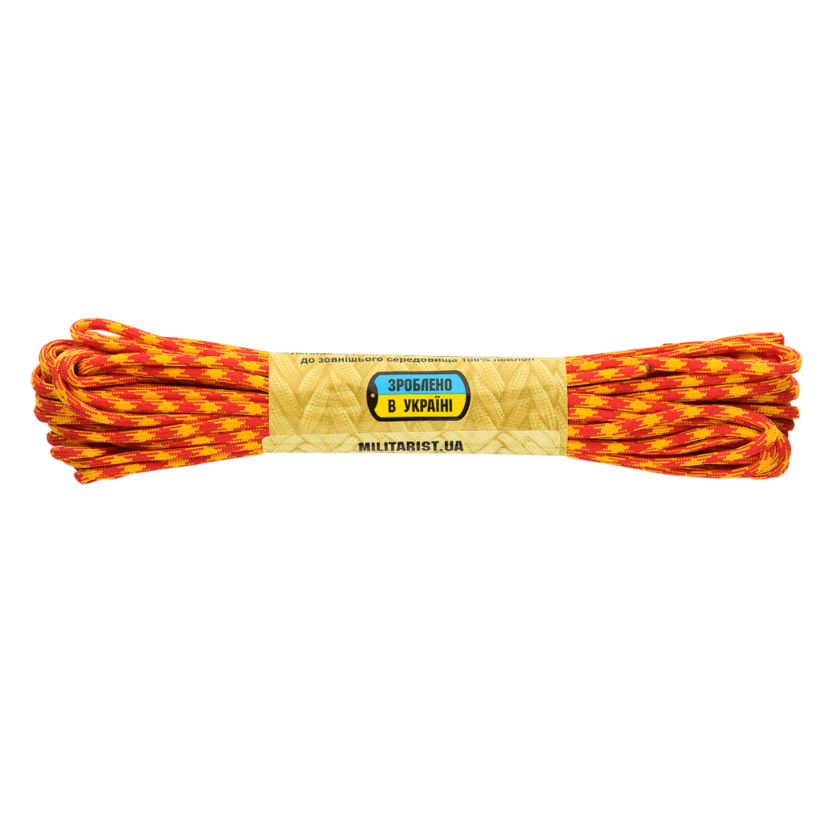 M-Tac Paracord 550 Type III 15 m punakeltainen vahva nailonköysi, sopii ulkoiluun, korjauksiin ja hätäkäyttöön, pituus 15 m, halkaisija 4 mm.