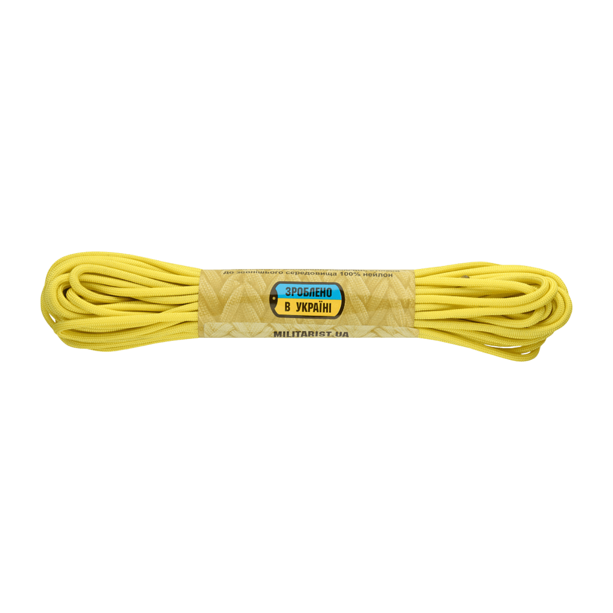M-Tac Paracord 550 Type III 15 m vahva keltainen nailonköysi ulkoiluun ja hätäkäyttöön, pituus 15 m, halkaisija 4 mm, vetolujuus 240 kg.