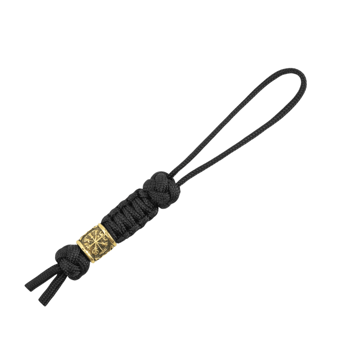 M-Tac Lanyard Scandinavian Small Helmet of Terror, musta nauha ja skandinaavinen koristeperle, paracord-lisävaruste