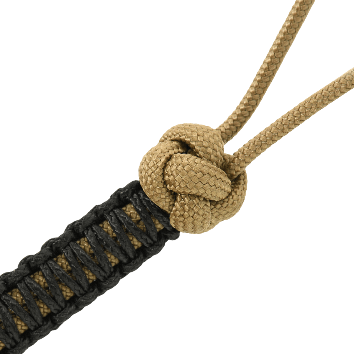 Lähikuva M-Tac Knife Lanyard Ninja paracordista solmulla, tyylikäs ja käytännöllinen lisä veitsille