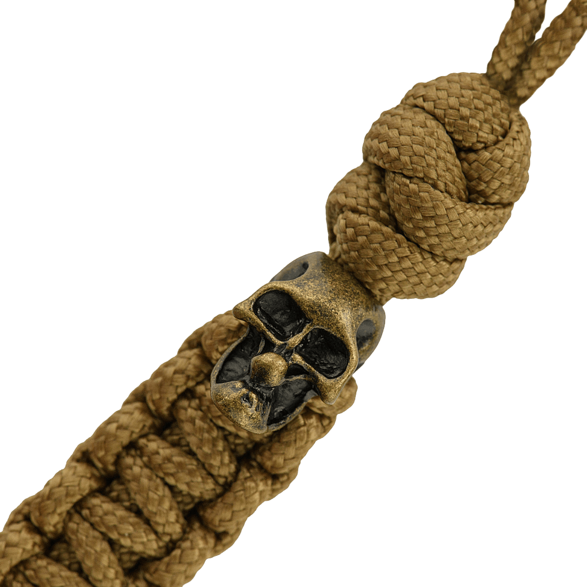 M-Tac Loopy Snake Skull Lanyard punotusta paracordista, suunniteltu veitsille ja varusteille, koristeellisella kallo-yksityiskohdalla.