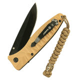 Taskuun taitettu veitsi M-Tac Viper Lanyard Scandinavianilla ja punotulla paracordilla, skandinaavinen design, Viper-helmikuviointi.